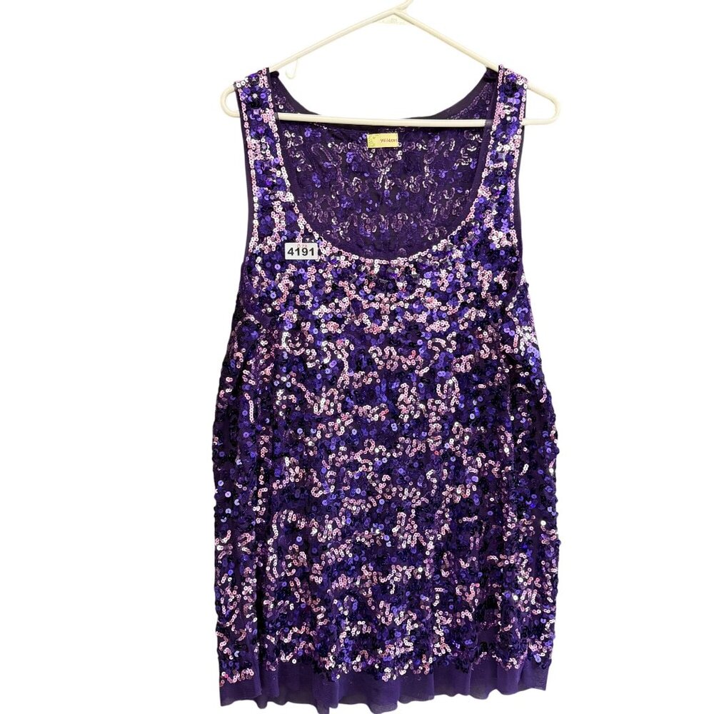 Wildcat Purple Sequined Woman's Wildcat Sleeveless Tank Top Size M Shimmering D